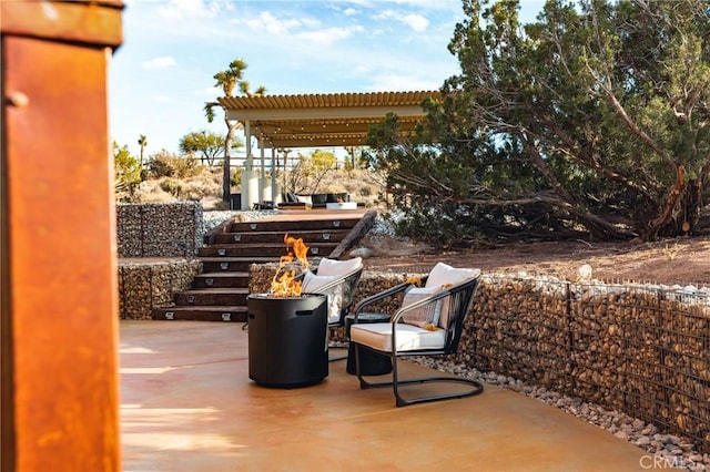 view of patio / terrace featuring a pergola