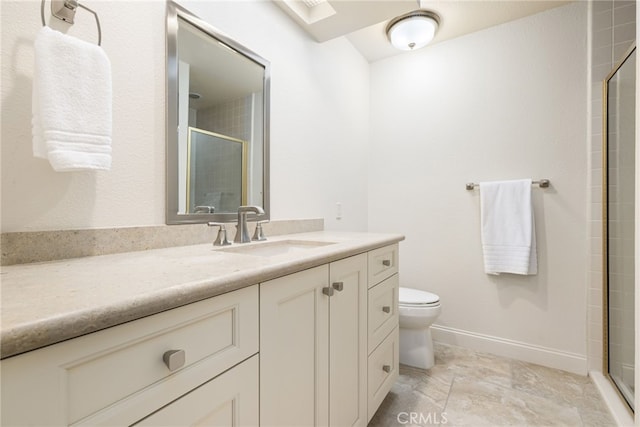 283 Wild Horse Dr, Palm Desert, CA 92211 - full bath featuring baseboards, vanity, toilet, and a stall shower
