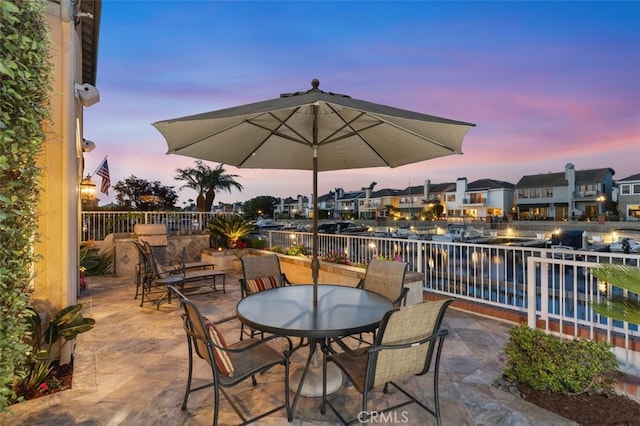 354 Salta Verde Pt, Long Beach, CA 90803 - view of patio featuring a water view, a residential view, and outdoor dining space