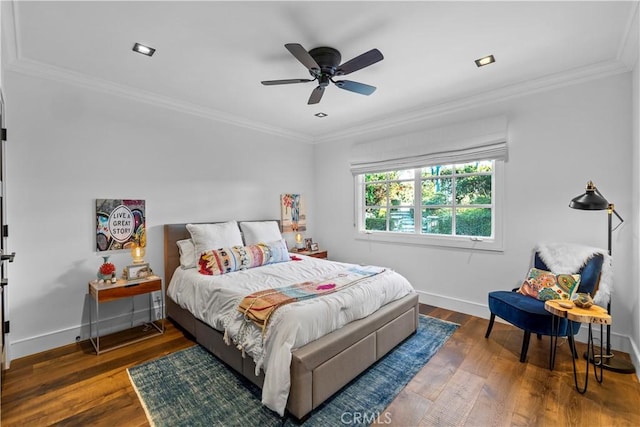 14 Chuckwagon Rd, Rolling Hills, CA 90274 - bedroom featuring baseboards, crown molding, a ceiling fan, and wood finished floors