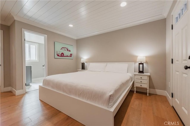 312 36th St, Newport Beach, CA 92663 - bedroom featuring recessed lighting, light wood finished floors, baseboards, and wooden ceiling