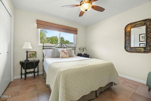 614 Crestview Dr, Ojai, CA 93023 - bedroom featuring a closet, baseboards, and ceiling fan