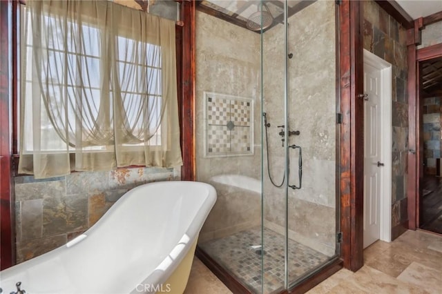 33228 Romance Pl, Temecula, CA 92592 - full bath with a freestanding bath, tile walls, and a stall shower