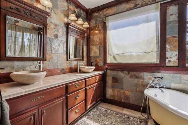 33228 Romance Pl, Temecula, CA 92592 - bathroom with a soaking tub, double vanity, and a sink
