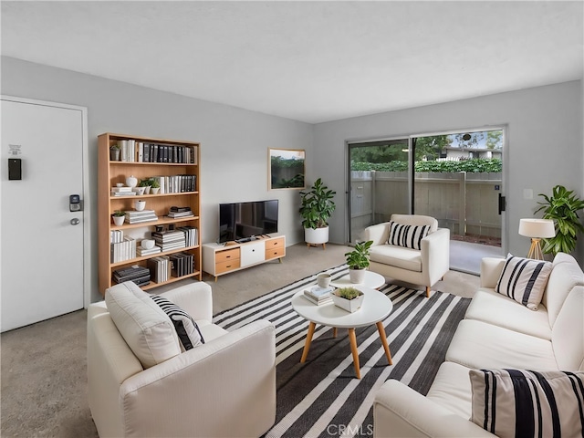living room with carpet