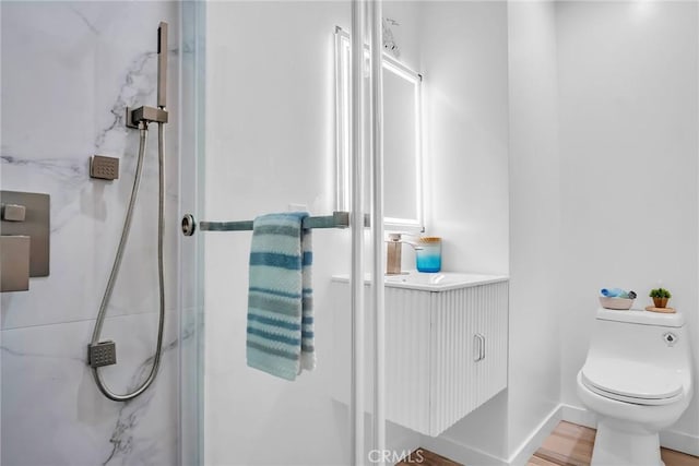 1521 249th St, Harbor City, CA 90710 - bathroom featuring a marble finish shower, toilet, and vanity