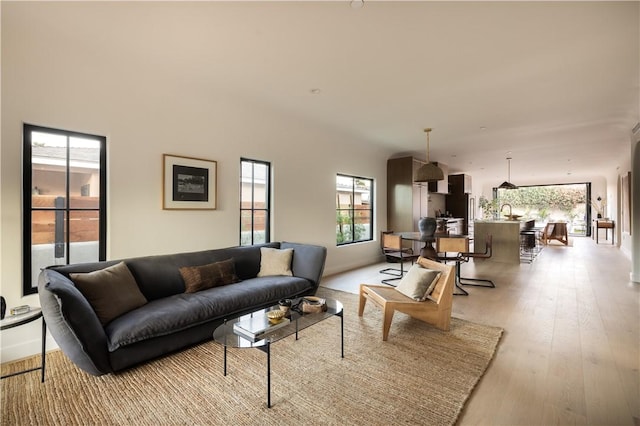 living room with light wood-style flooring