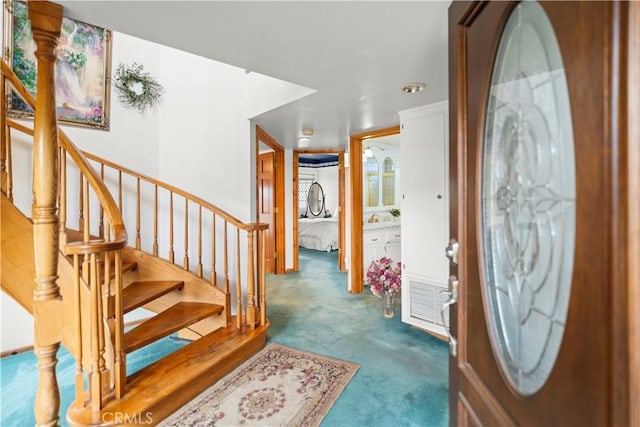 2116 Ironwood Ct, Pine Mountain Club, CA 93222 - carpeted foyer entrance featuring stairs