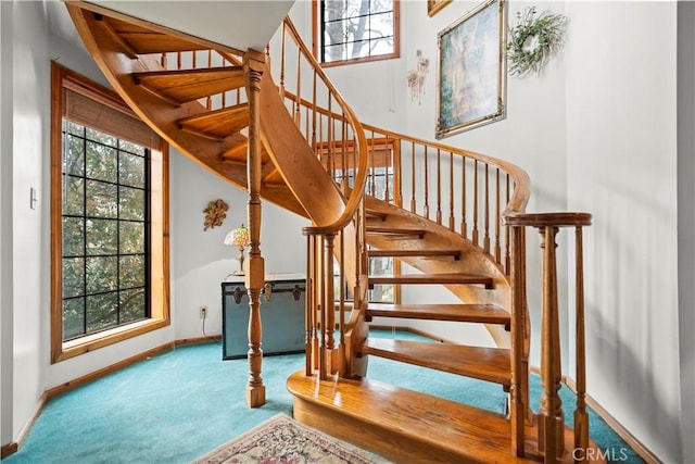 2116 Ironwood Ct, Pine Mountain Club, CA 93222 - stairs with baseboards and carpet
