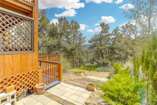 2116 Ironwood Ct, Pine Mountain Club, CA 93222 - wooden terrace with stairs and a patio area