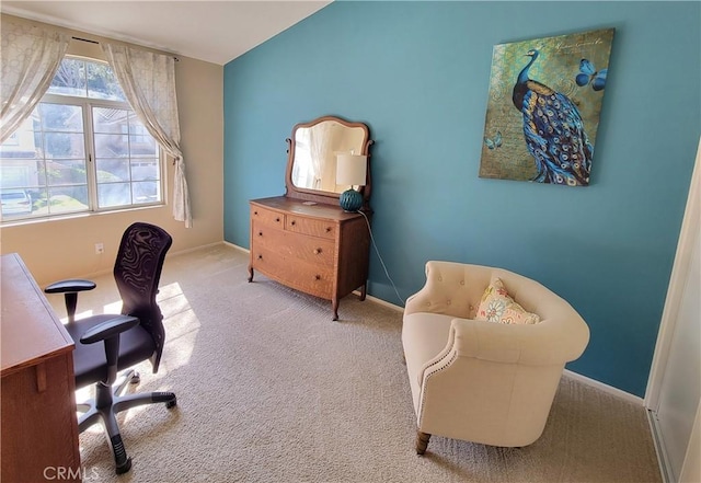 office space with baseboards and carpet