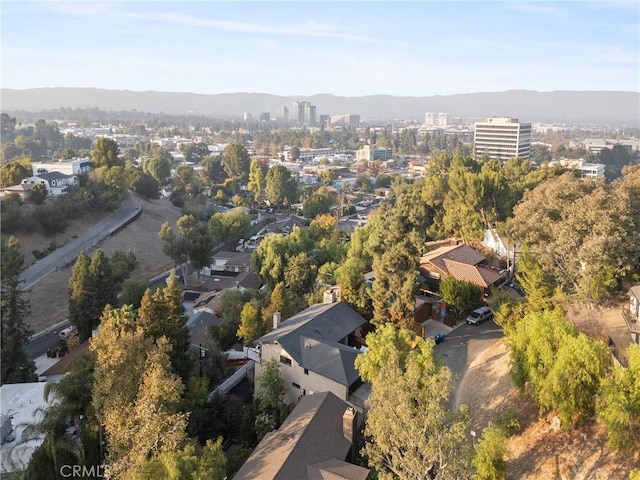 bird's eye view with a mountain view