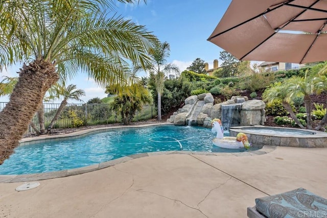 10495 Abalone Lndg, San Diego, CA 92130 - view of pool with fence, a patio area, and a pool with connected hot tub