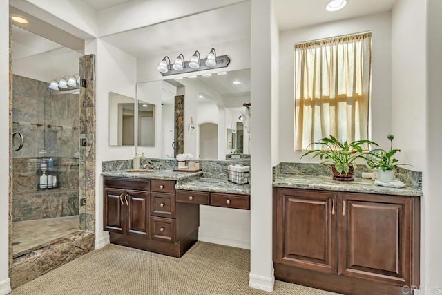 10495 Abalone Lndg, San Diego, CA 92130 - full bath featuring a stall shower, vanity, baseboards, and recessed lighting