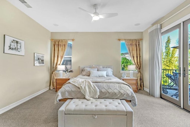 10495 Abalone Lndg, San Diego, CA 92130 - bedroom with carpet floors, access to outside, baseboards, and a ceiling fan