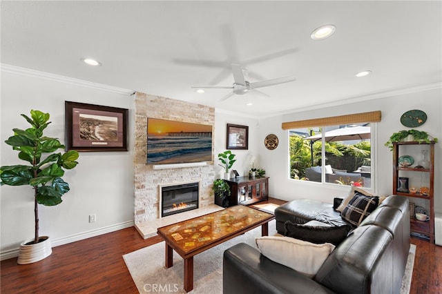 22665 Ancona, Laguna Hills, CA 92653 - living room featuring wood finished floors, crown molding, and ceiling fan