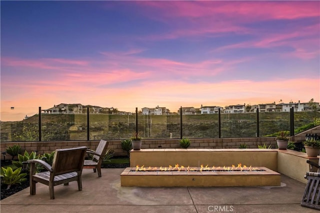 116 Via Bilbao, San Clemente, CA 92672 - view of patio / terrace with a fire pit, a fenced backyard, and a residential view