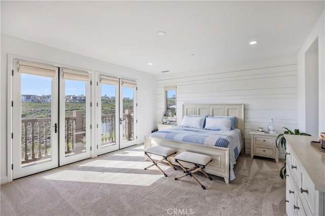 116 Via Bilbao, San Clemente, CA 92672 - bedroom with light carpet, access to exterior, and recessed lighting