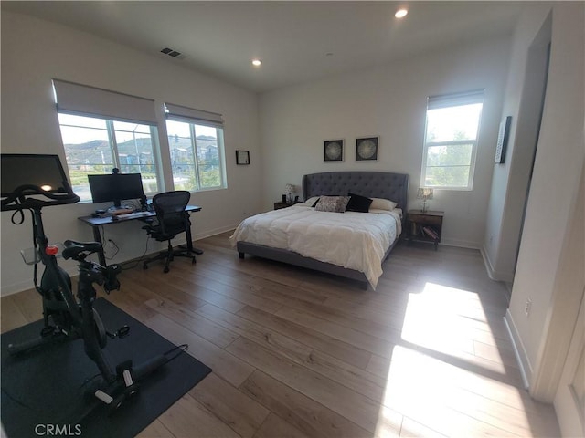 27078 Painted Sky Way, Valencia, CA 91381 - bedroom featuring an office area, light wood-type flooring, baseboards, and recessed lighting