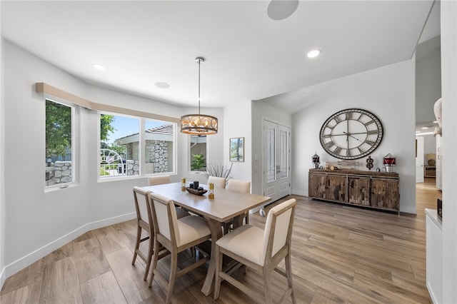 38101 Stone Meadow Dr, Murrieta, CA 92562 - dining area featuring a chandelier, light wood-style floors, baseboards, and recessed lighting