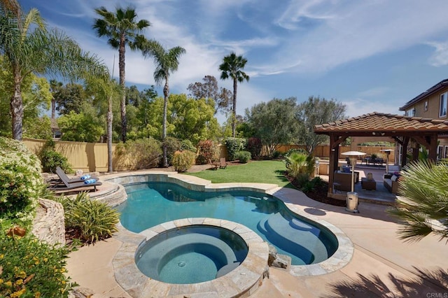 835 Stratford Knl, Encinitas, CA 92024 - view of pool with a gazebo, a pool with connected hot tub, and a patio area
