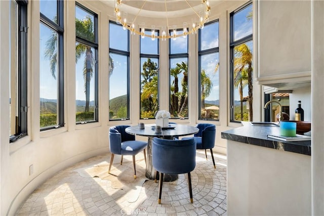 1090 Vista Ridge Ln, Westlake Village, CA 91362 - sunroom / solarium with a chandelier and a high ceiling