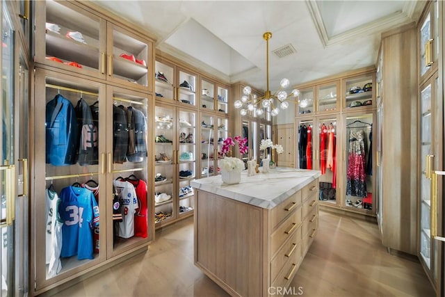 1090 Vista Ridge Ln, Westlake Village, CA 91362 - walk in closet featuring light wood finished floors and a chandelier