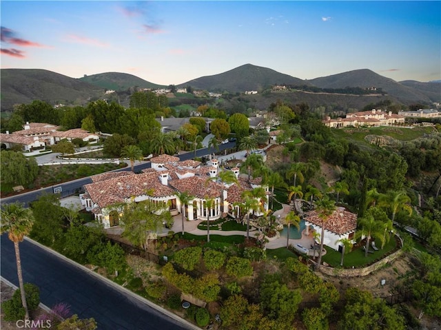 drone / aerial view with a mountain view