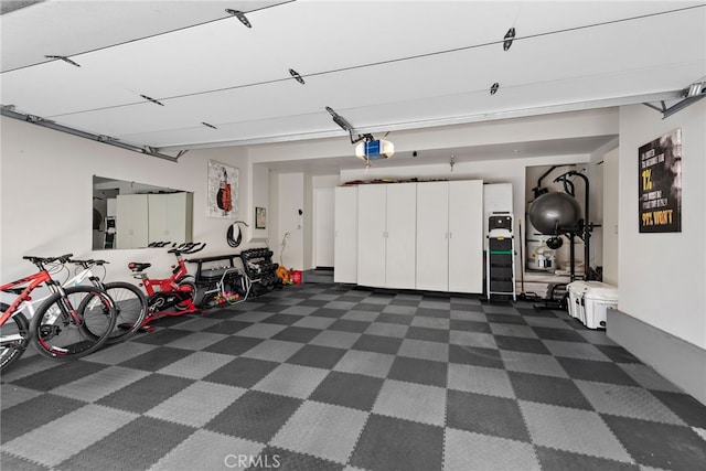 garage with a garage door opener