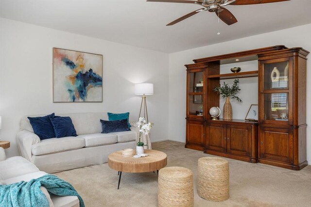 1038 Eider Way, Oceanside, CA 92057 - living area featuring light carpet and a ceiling fan