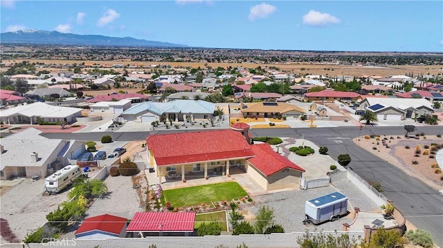 aerial view with a mountain view and a residential view