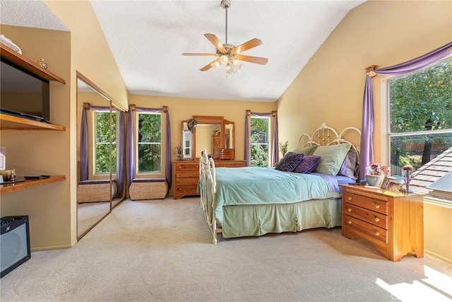 19852 Pandy Ct, Canyon Country, CA 91351 - bedroom featuring lofted ceiling, a ceiling fan, and carpet