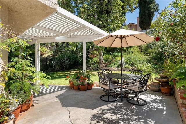19852 Pandy Ct, Canyon Country, CA 91351 - view of patio / terrace featuring a pergola and outdoor dining space