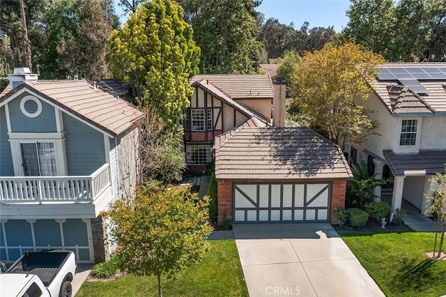 19852 Pandy Ct, Canyon Country, CA 91351 - view of front of home featuring a front lawn, driveway, and a balcony