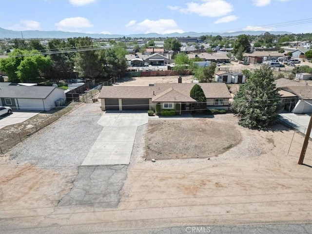aerial view featuring a residential view and a mountain view