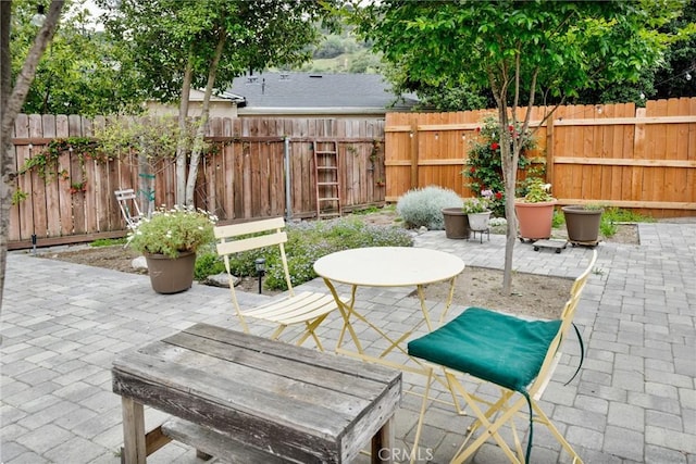view of patio featuring a fenced backyard