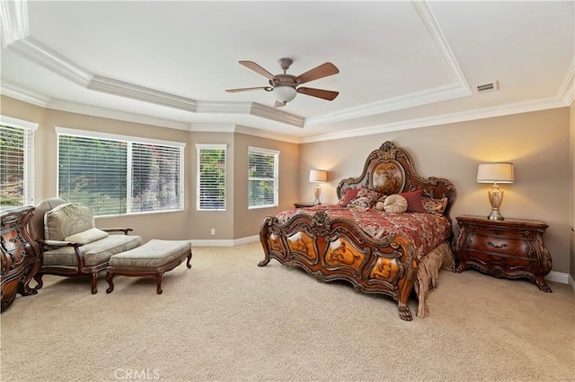 1560 Vandagriff Way, Corona, CA 92883 - bedroom featuring a raised ceiling, multiple windows, carpet, and crown molding