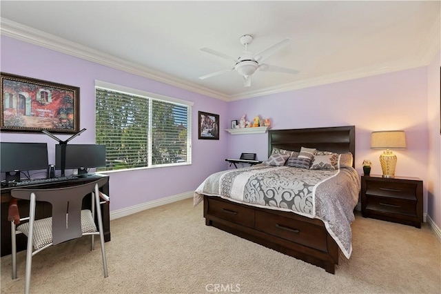 1560 Vandagriff Way, Corona, CA 92883 - bedroom with crown molding, carpet flooring, baseboards, and a ceiling fan