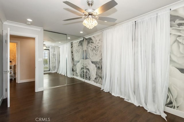 102 Scholz Unit 28, Newport Beach, CA 92663 - unfurnished room with recessed lighting, wood finished floors, a ceiling fan, and baseboards