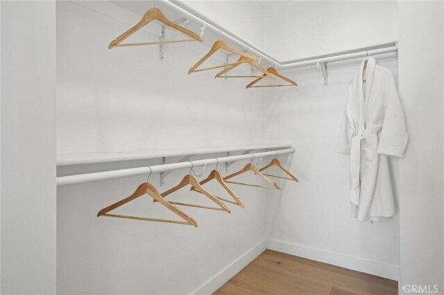 walk in closet featuring wood finished floors