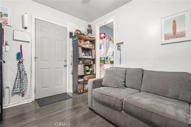 living room with dark wood-style floors