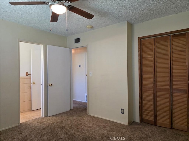 1370 S Oriole St, Anaheim, CA 92804 - unfurnished bedroom featuring a textured ceiling, a closet, carpet floors, and ceiling fan