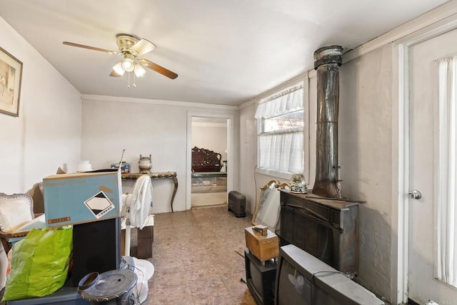 miscellaneous room with a ceiling fan