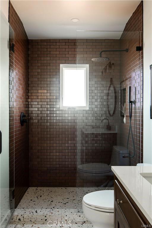 3702 Seneca Ave, Los Angeles, CA 90039 - bathroom with a tile shower and toilet