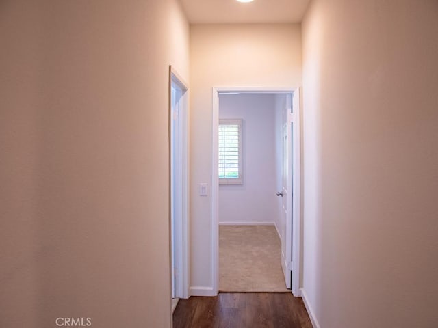 1334 Pinehurst Dr, Calimesa, CA 92320 - hallway with dark wood-type flooring and baseboards