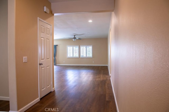 1334 Pinehurst Dr, Calimesa, CA 92320 - hallway featuring baseboards and dark wood-style flooring
