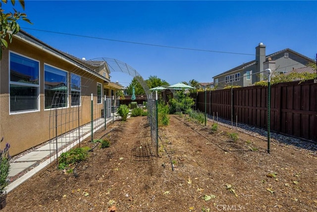 view of yard featuring a fenced backyard