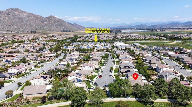 aerial view with a residential view and a water and mountain view