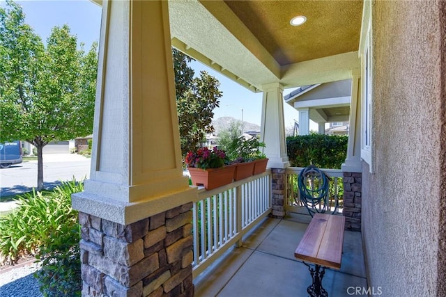 view of patio featuring a porch