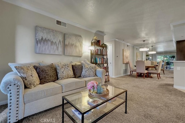 2800 Keller Dr Unit 285, Tustin, CA 92782 - living area featuring crown molding, visible vents, carpet flooring, and baseboards